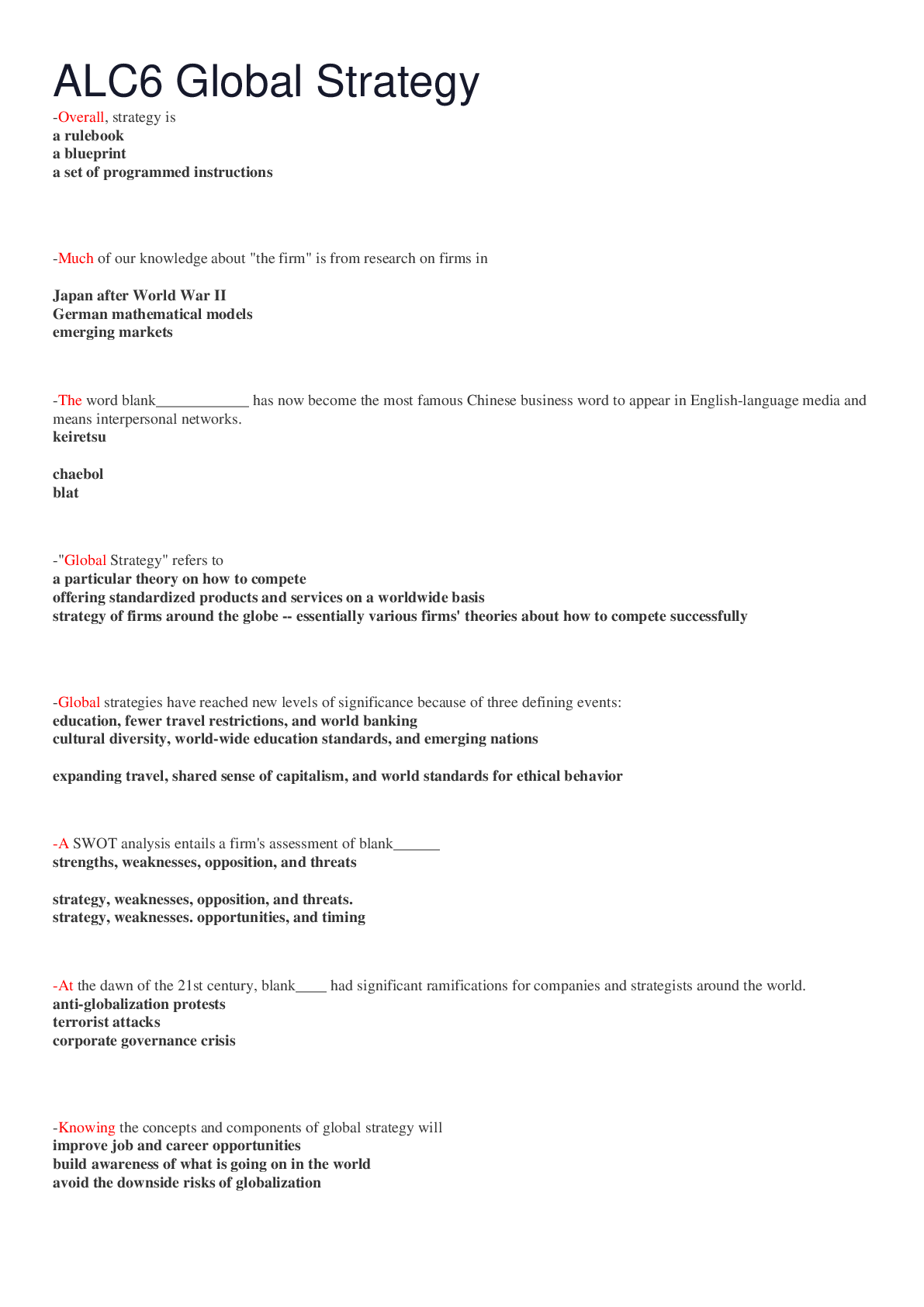 Preview image of [Solved] BUSINESS BMAL 590 ALC6 Global Strategy document